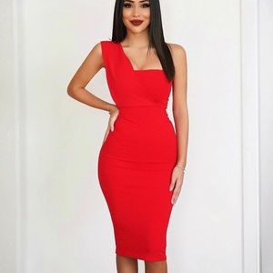 PrettyLittleThing One Shoulder Bodycon Midi Dress